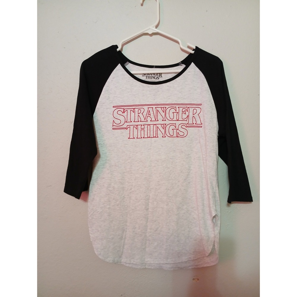 Stranger Things Raglan Tee XL Black White 3/4 Sleeve Netflix Official